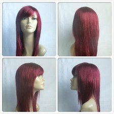 HIGH HEAT RESISTANT HAIR BURGUNDY RED DRAG QUEEN LADY WOMEN'S DAILY FULL WIG UK