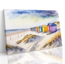 Beach Huts Seaside Watercolour