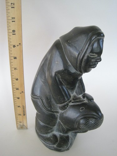 Inuit huge carved soapstone - inuit,
