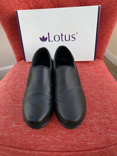 Lotus black leather wedge - lotus:,