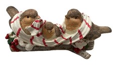 Christmas Robins On Log Decoration