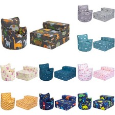 Kids Bean Bag Armchair and Folding Z Bed Sofa Chair Printed Toddler Beanbag