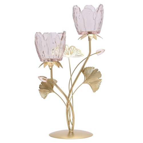 Gold metal and pink glass - gold,