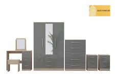 Combi Bedroom Set– 3 Door Wardrobe, Chest, 2 Bedside & Dressing Table High Gloss