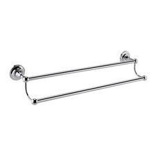 Traditional Bathroom Wall Mounted Double Towel Rail Holder 660mm Brass Chrome