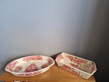 Two Weiss Pink Floral Serving