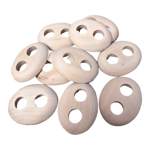 Wooden buttons large oval - wooden,