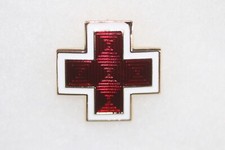 WWII TYPE US AMERICAN RED CROSS ENAMEL CAP / UNIFORM PIN BADGE DI CREST READ*