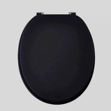 18" MDF Universal Bathroom WC Toilet Seat Quick Easy Fit & Clean Jet Black