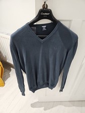 Sergio Tacchini Men's Light Lightweight Cotton Jumper, Steel Blue, Medium, New