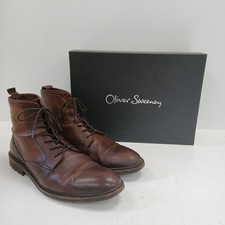 Oliver Sweeny Men's Leather Boots UK 10 Brown Lace Up Boxed RMF30-CAP