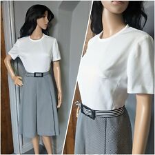 Vintage 60s White Crimplene Houndstooth A line Shift Dress Mod Scooter 10 38