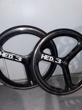 HED.3 Tri-Spoke 700c Carbon Road Wheels Clincher  aero tri HED EXCELLENT