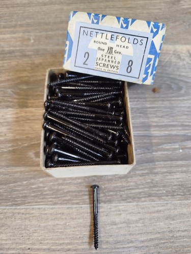 Box vintage black round screws - black,