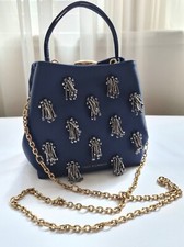 Lulu Guinness Jeweled Satin Ruby Bag in navy