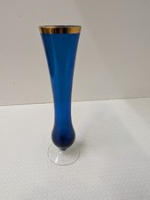 Blue Slim Vase - with gold