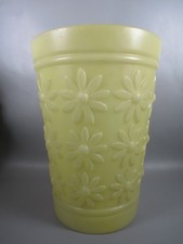 vintage 60s lemon plastic waste paper bin / planter retro flower power daisy