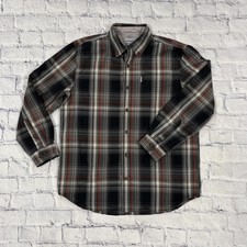 Carhartt Black Grey Orange Checkered Cotton Workwear Long Sleeve Shirt L Relaxed