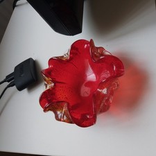 VINTAGE 1960s BAROVIER & TOSO Murano red gold and silver art glass bowl ashtray 