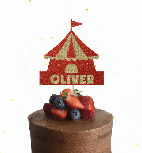Circus tent personalised cake - tent,