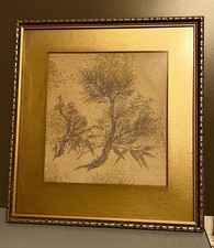 Vintage, Antique, Botanical Illustration, Brass Frame, 37x39.5cm.
