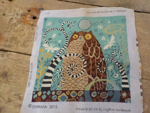 Vintage ehrman owl needlepoint - vintage,