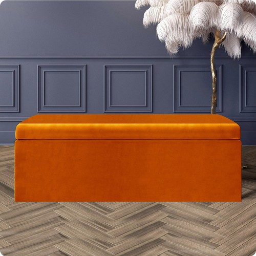 Velvet ottoman storage box - ottoman,