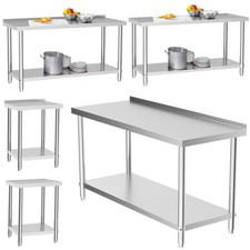 Commercial Work Bench Catering Table Stainless Steel Kitchen Prep Worktop F