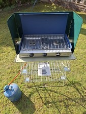 Campingaz Camping Chef. Double burner, Grill,Shelved stand,Gas bottle&regulator 