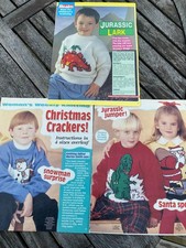 Picture Knit Sweater Patterns Children Father Christmas, The Snowman, Dinosaurs