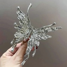 Butterfly Hair Clip Bright Silver Cross Geometric Hairpin Rose Flower Hair Claw