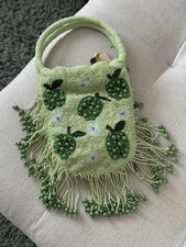 Mirasol TK Maxx Green Beaded Apple Embroidered Bag Events Party Holiday Sold Out