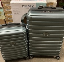⚡️Delsey Paris 2pc Hardside Luggage Set Green Checked Spinner