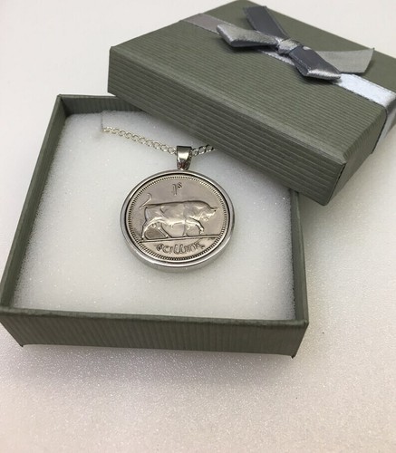 Irish shilling coin pendant - irish,