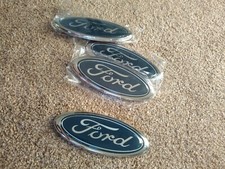 FORD BADGE PAIR NEW 115MM X 45MM BLUE OVAL RS ESCORT CORTINA FIESTA CAPRI 70-80