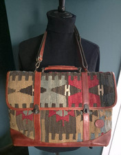 Vintage KILIM Wool & Leather