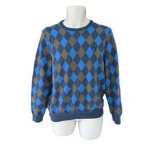 Lyle & Scott x Jonathan Saunders Argyle Golf Jumper Pullover Sz M Wool GUC B3