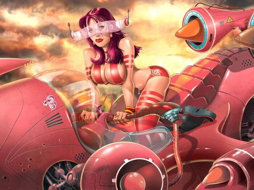 V0935 hot busty girl sci - busty, sci-fi