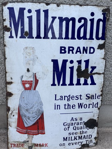 Original enamel sign - , milk