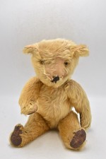 Vintage 1940s Chad Valley Mohair Teddy Bear 34cm Glass Eyes Rexine Paws