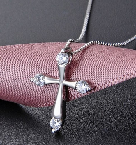 Crystal cross pendant chain - cross,