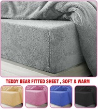 Extra Deep Teddy Bear Fleece Fitted Sheet Cosy Warm Bedsheet Single Double King