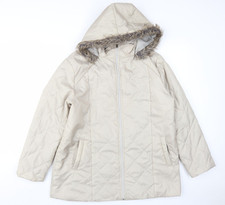 Anne De Lancay Women's Beige Puffer Coat M Hooded