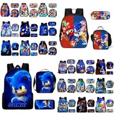 Sonic The Hedgehog School Backpack Insulated Lunch Bag Rucksack Pencil Case Set-