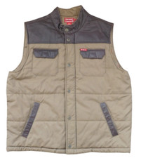 Large Mens Vintage Chaps Part Leather Workwear Gilet Jacket