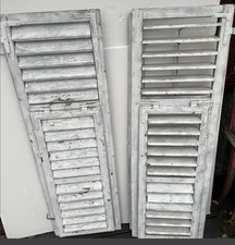 Antique French Style Outdoor Window Shutters Louvered With Openings Pair
