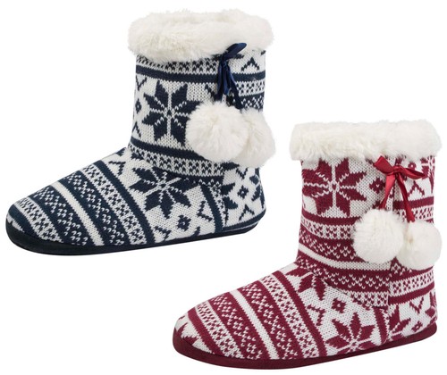 Womens fairisle slipper boots - fairisle,
