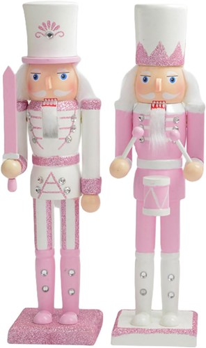 30cm wooden pink nutcracker - pink,