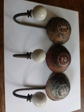 Set Of 3 Ceramic And Metal Coat Hooks, Shabby Chic 23 Cm Wide