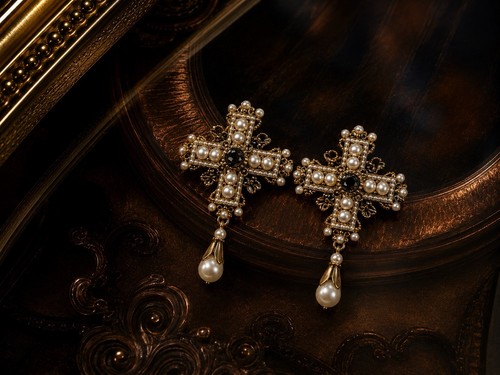 Vintage pearl cross drop - pearl,
